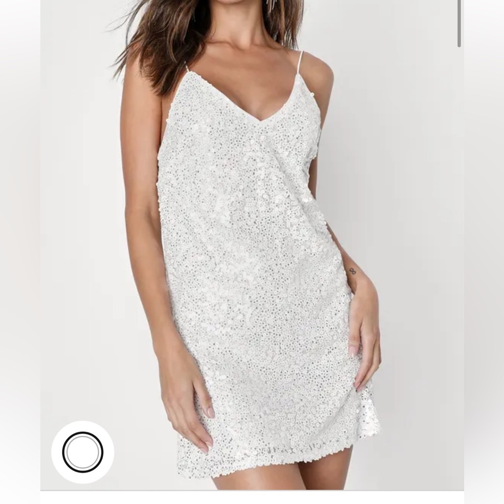 Lulus white backless sequin mini dress